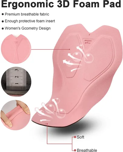 Vista 5 de DEALYORK Pantalones cortos de ciclismo para mujer, acolchados en 3D con bolsillo, pantalones de ciclismo de montaña, ergonómicos de cintura alta