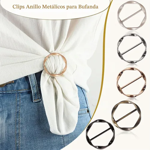 Vista 3 de Clips de camiseta 9 piezas, botón anudado de esquina de ropa, moda aleación perla diamantes de imitación círculo clip hebilla camisa redonda bufanda