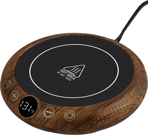 Vista 10 de Calentador de taza de café, calentador eléctrico de tazas para escritorio, plato calentador de velas con pantalla de temperatura, ajuste de 8