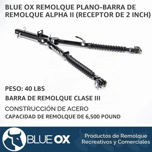 Vista 2 de Blue Ox BX7380 Alpha II Barra de remolque - Receptor de 2 pulgadas, Clase III de 6500 libras. Clasificación, Negro