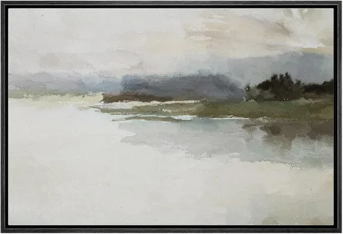 Vista 29 de SIGNLEADER Lienzo enmarcado para pared, paisaje pastel abstracto negro, naturaleza, ilustraciones de área silvestre, arte moderno, decorativo