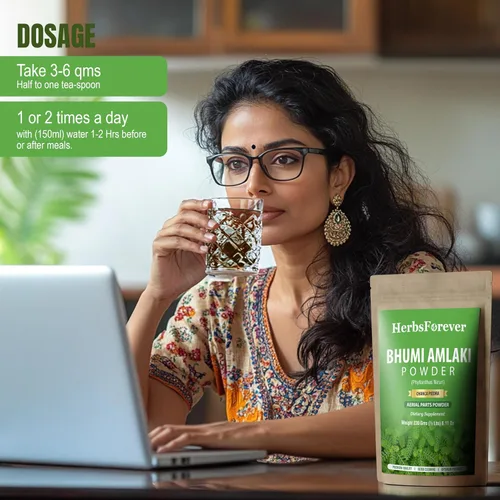 Vista 6 de HerbsForever Bhumi Amalaki Powder Phyllanthus Niruri Hierba ayurvédica para el bienestar, desintoxicación y vitalidad Sin OMG, vegano, sin