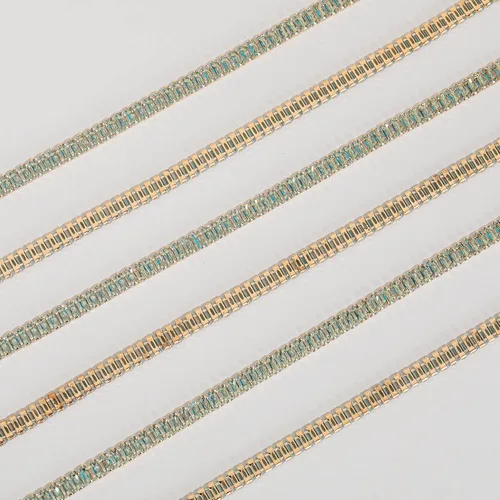 Vista 4 de 1 yarda de cadena estrecha de diamantes de imitación de zircón de cristal, adorno rectangular de cuentas para costura, manualidades, decoración