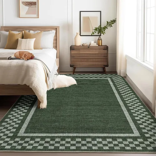 Vista 96 de GarveeHome Alfombra lavable de 5 x 7 pies para sala de estar, alfombra Beige festoneado