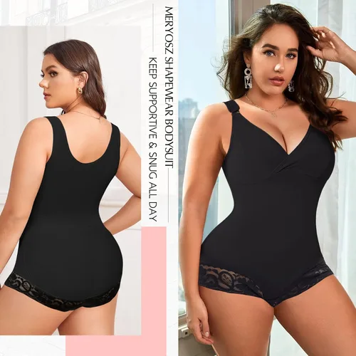 Vista 2 de MERYOSZ Shapewear Body con control de abdomen, adelgazante, moldeador de cuerpo, fajas de compresión, colombianas, camisola con cuello en V