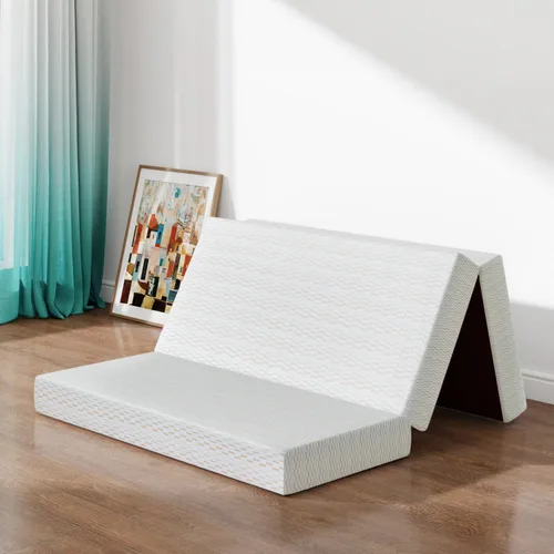 Vista 9 de Vipbear Colchón plegable, colchón triple de 6 pulgadas, tamaño matrimonial, colchón plegable de espuma viscoelástica con funda lavable, cama de piso