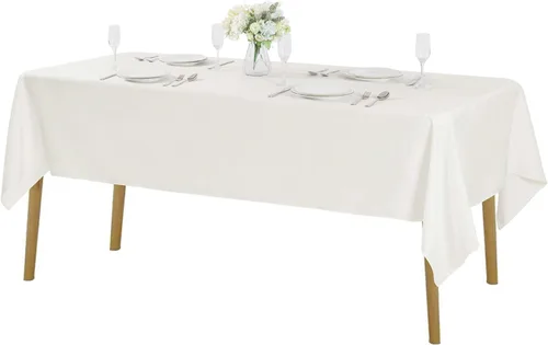 Vista 37 de Mantel rectangular de tela de poliéster lavable de 60 x 120 pulgadas, para decoración de bodas, fiestas, comedores, banquetes
