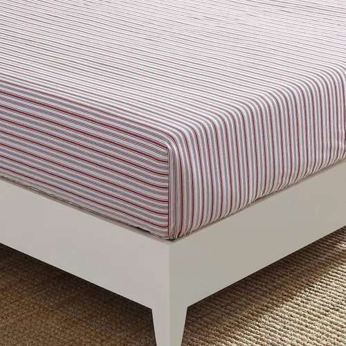 Vista 10 de Nautica Sábana bajera ajustable de tamaño individual, ropa de cama de percal de algodón crujiente, sábana ligera y transpirable, bolsillo profundo