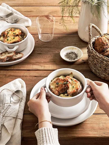 Vista 6 de LE TAUCI Cuencos para sopa con asas - 22 oz de cuencos de cebolla francesa de cerámica sin plomo, aptos para horno y microondas, diseño resistente