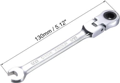 Vista 2 de uxcell Llave combinada de trinquete de cabeza flexible de 9/32 pulgadas SAE 72 dientes 12 puntos de trinquete de caja terminada herramientas