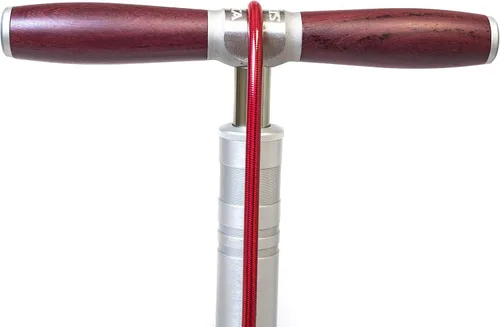 Vista 5 de SILCA Super Pista Ultimate - Bomba de piso Hiro Edition Chuck Calibre de 160 psi Manguera de acero trenzada Mango de palisandro Bicycle