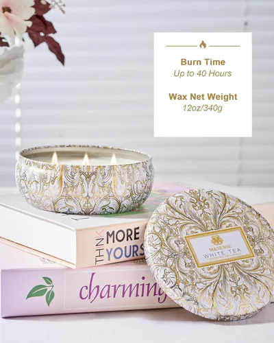 Vista 60 de M&SENSE Velas aromáticas de bayas cítricas, vela grande de lata de soja de 3 mechas, más de 40 horas de tiempo de combustión, cera vegana 100%