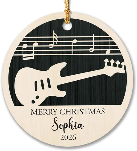 Vista 16 de Adorno de Navidad de instrumento musical de acordeón, nombre personalizado y adorno de año para acordeonista, regalo de profesor de música