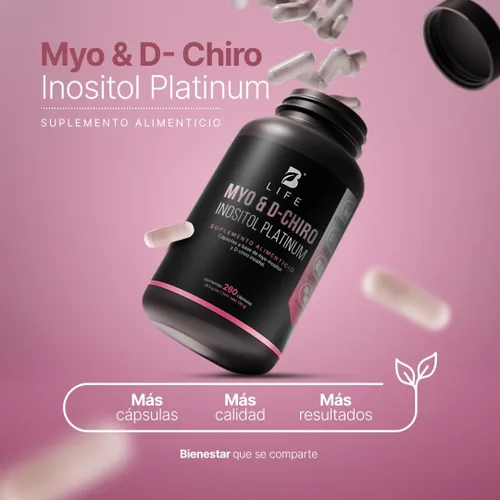 Vista 5 de Myo & D-Chiro Inositol Platinum 240 Cápsulas. con Ingredientes Naturales Mezcla 40:1. B Life Myo & D-Chiro Inositol Platinum
