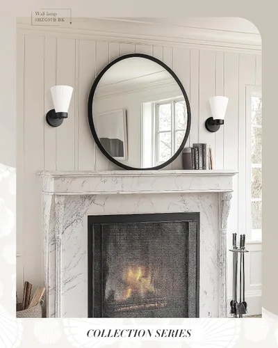 Vista 7 de HWH - Lámpara de pared para interiores, moderno aplique de pared con pantalla de vidrio a rayas blancas esmeriladas, aplique de pared individual