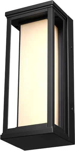 Vista 13 de Globe Electric 60000023 - Aplique de pared LED integrado de 12 W, negro mate, pantalla de vidrio transparente, luz de porche, luces de pared