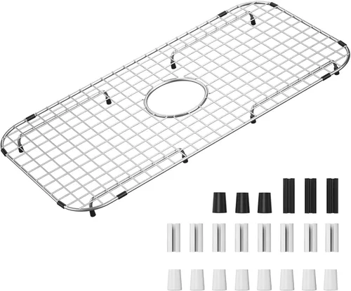 Vista 11 de Rejilla para fregadero de 18 x 12-1/2 pulgadas, drenaje centrado con radio de esquina de 1-1/2 pulgadas, material de acero inoxidable para fregadero