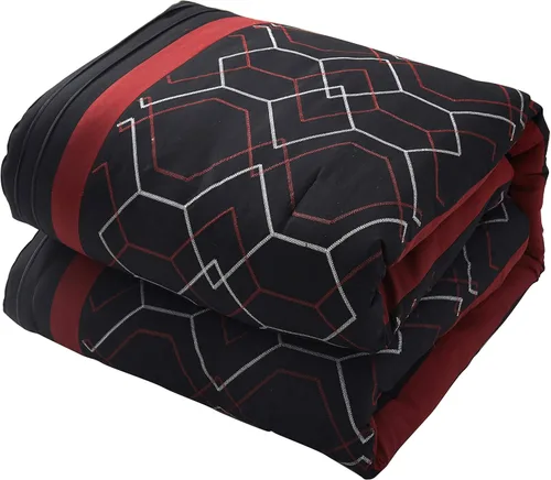 Vista 3 de Stratford Park Juego de ropa de cama geométrica de 7 piezas, negro/vino, tamaño King, 100% poliéster