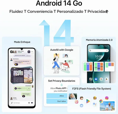 Vista 2 de UMIDIGI Teléfonos celulares desbloqueados G9A Android 14 2025, 6.75 pulgadas HD+ 90Hz pantalla Smartphone, 8 (4+4) GB+64GB 2TB procesador Octa-Core