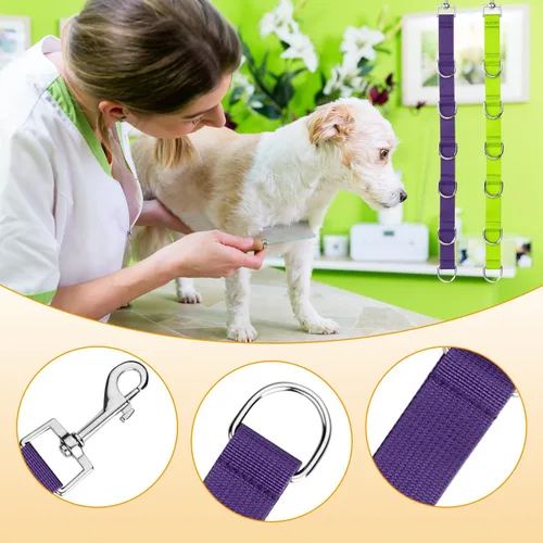 Vista 4 de PEUTIER 2 extensores de aseo para perros, de nailon de liberación rápida, correas ajustables para la mesa de aseo de perros, correas de mesa