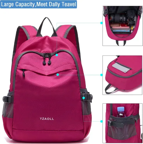 Vista 3 de YZAOLL Mochila pequeña de senderismo de 20 litros, mochila ligera para el día, mochila plegable para mujeres y hombres, viajes, camping, vacaciones