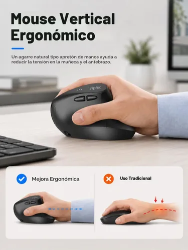 Vista 3 de INPHIC X9 Pro Ergonomic Wireless Mouse 12800DPI Rechargeable Vertical Mouse