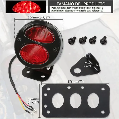 Vista 3 de Rich Choices Luces traseras de motocicleta con soporte lateral para placa de matrícula, luces de freno integradas, luz de parada impermeable