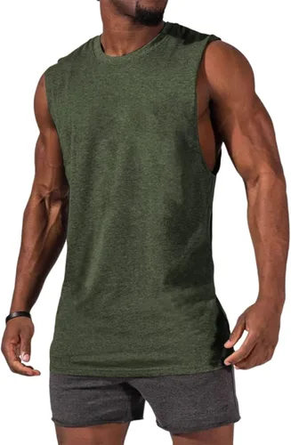 Vista 2 de ZIWOCH Camiseta sin mangas para hombre con cuello redondo y ajuste holgado