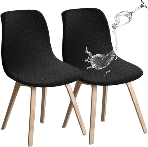 Vista 23 de Juego de 2 fundas de jacquard para silla, elásticas, impermeables, escandinavas, para sillas de comedor, lavables, modernas, fundas de asiento