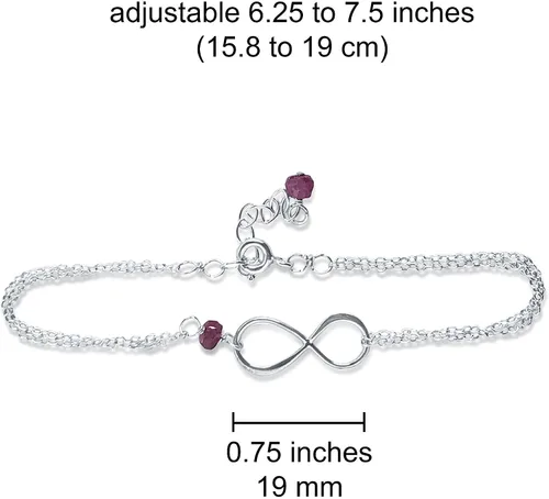 Vista 91 de Pulsera con dije de infinito con piedra natal, joyería hecha a mano, regalo para ella
