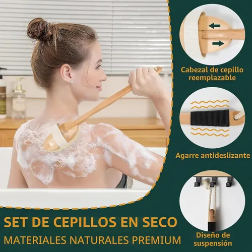 Vista 3 de DEBETOOL Juego de cepillos secos con 3 cabezales de repuesto para cuerpo