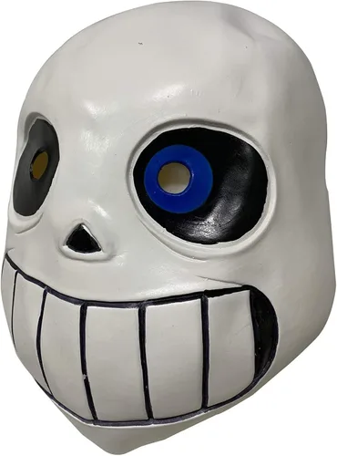 Vista 3 de LLH Undertale Sans Mask Kid Size Látex RPG Juego Casco Cara Completa Cosplay Accesorio Halloween Masquerade Deluxe Accesorios