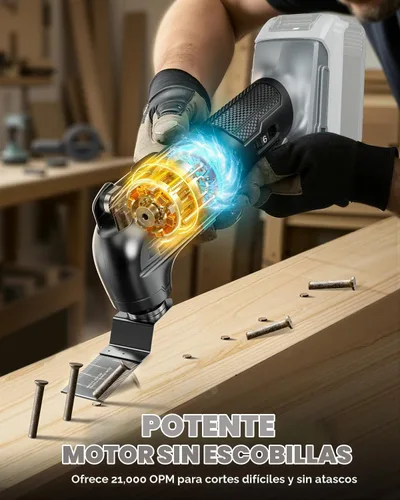 Vista 2 de Herramienta Oscilante Inalámbrica para Batería Dewalt de 20V, Herramienta de Motor sin Escobillas de 6 Velocidades Variables, Kit de Múltiples