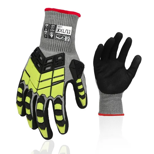 Vista 15 de Guantes de trabajo de seguridad Graloky, guantes de impacto para hombres y mujeres, guantes resistentes a cortes antideslizantes de trabajo pesado