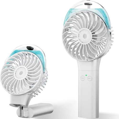Vista 8 de PANERGY Ventilador de mano con enfriador de hielo, mini ventilador portátil recargable, refrigeración de 18 horas, velocidad ajustable de 0 a 100