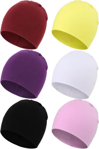 Vista 17 de DRESHOW BQUBO - Paquete de 6 gorros de bebé para niños y niñas, unisex, gorro de punto suave, gorro de guardería para recién nacidos, niños pequeños