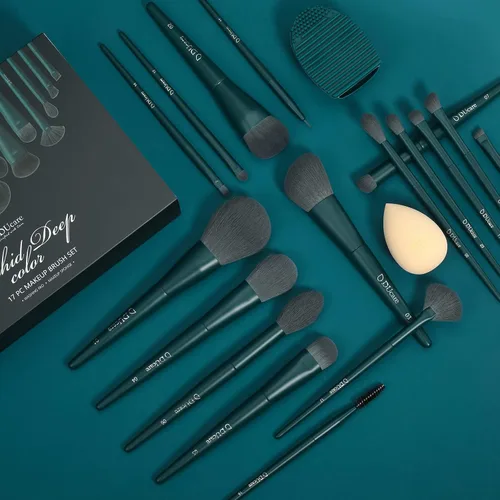 Vista 6 de DUcare Juego de brochas de maquillaje 17 piezas con alfombrilla de limpieza y esponja de maquillaje+peine de pestañas