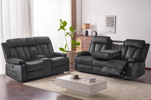 Vista 15 de Sofá reclinable de terciopelo, sofá biplaza reclinable doble con calor y masaje, sofá reclinable de pared con USB y tipo C, sofá reclinable