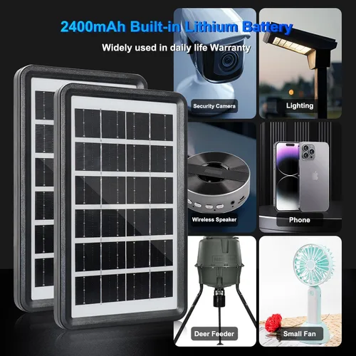 Vista 4 de Kit de cargador de batería solar potable o Fiexd de 5 V 3 W con batería recargable de 2400 mAh (luz LED de 3 W, USB calbe) Multifunciones f