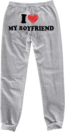 Vista 2 de I Love My Boyfriend - Pantalones deportivos a la moda, elásticos, de cintura alta, pantalones deportivos casuales de forro polar sueltos, pantalones