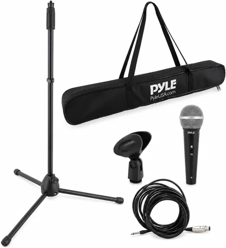 Vista 8 de Pyle PDMIC88ST - Kit de micrófono dinámico de mano profesional - Micrófono vocal unidireccional con cable con bolsa de transporte, soporte