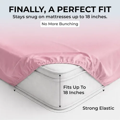 Vista 4 de Sábanas de Cama de Algodón 100% Natural Juego de Sábanas Twin de Tejido Satinado de Una Sola Capa de 500 TC Ropa de Cama Sólida Suave