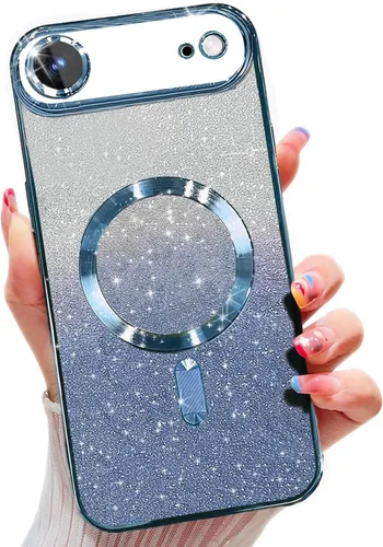 Vista 37 de Misscase Funda magnética compatible con iPhone 14 Pro con purpurina y protector de lente de cámara, protección completa, compatible con MagSafe Negro