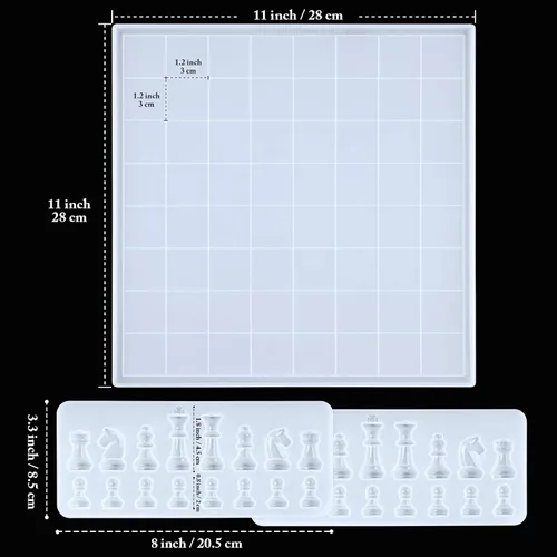 Vista 2 de NiArt Kit de moldes de silicona para fundición de resina de 11 x 11 pulgadas, juego de tablero y piezas 3D, manualidades, bandeja epoxi UV