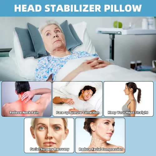 Vista 4 de Almohada estabilizadora de cuña para el cuello para dormir para mantener la cabeza recta, almohadas de posición de cabeza de cuña para ancianos