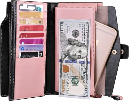 Vista 3 de Itslife cartera de cuero para mujer, 3rosa, Classic