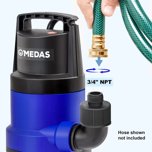 Vista 3 de MEDAS 1HP 3434 GPH Bomba de Sumidero Sumergible Bomba de Agua Limpia/Sucia Bomba Utilitaria Portátil con Cable de 16.4 pies para Piscina Jardín