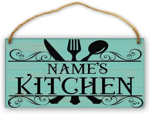 Vista 18 de Letrero de cocina de madera personalizado con sazonado con amor, accesorios de cocina, decoración de pared, regalos