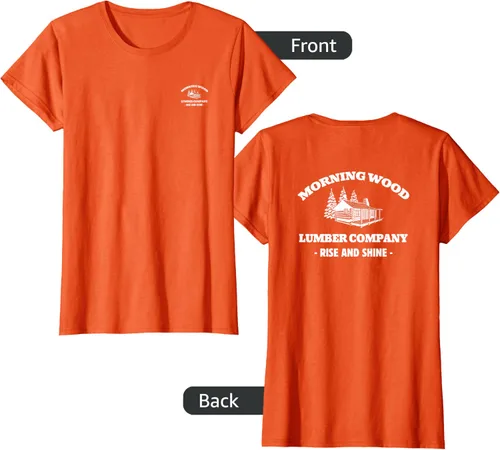 Vista 17 de Morning Wood Lumber Company - Camiseta con estampado de espalda delantera, Negro, S
