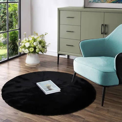 Vista 35 de Latepis Alfombra Pequeña Negra Esponjosa 2x3 pies Manta de Piel Sintética de Conejo Alfombra Suave Lavable Alfombras Peludas Shag para Dormitorio